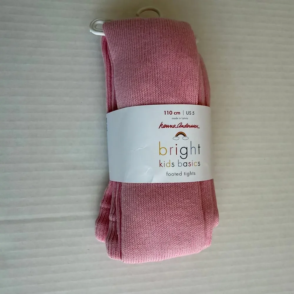 Hanna Andersson Bright Basics Ribbed Solid Rose Pink Tights Size 110 (US 5)